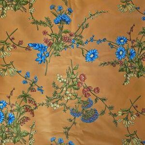 Vintage Spilkes Screen Printed Polyester Fabric 60s Marigold Floral 3 Yards 127"